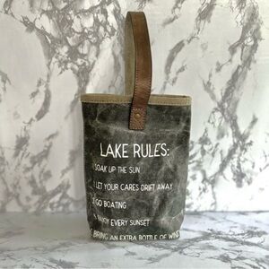 Mona B Wine Tote Canvas Lake Distressed Double Wine Gray NWOT Picnic Boat